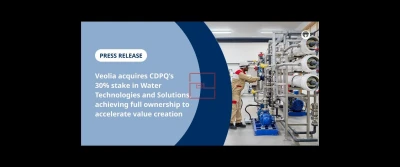 Veolia Buys CDPQ's Stake in WTS - Achieves Full Ownership