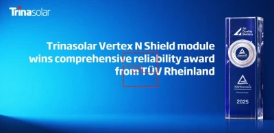 Trinasolar's Vertex N Shield Module Wins TÜV Reliability Award